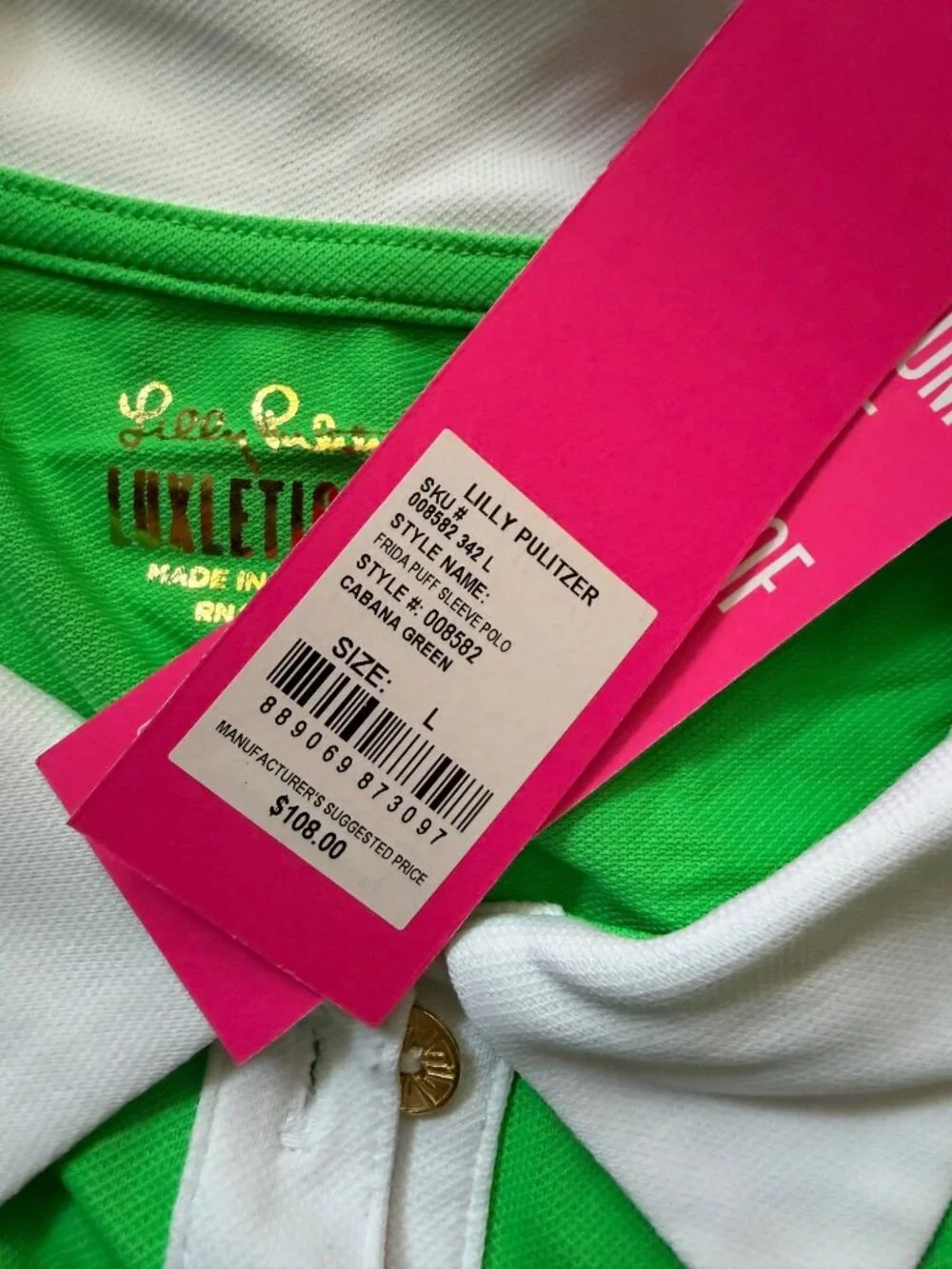 NWT Lilly Pulitzer Frida Puff Sleeve polo